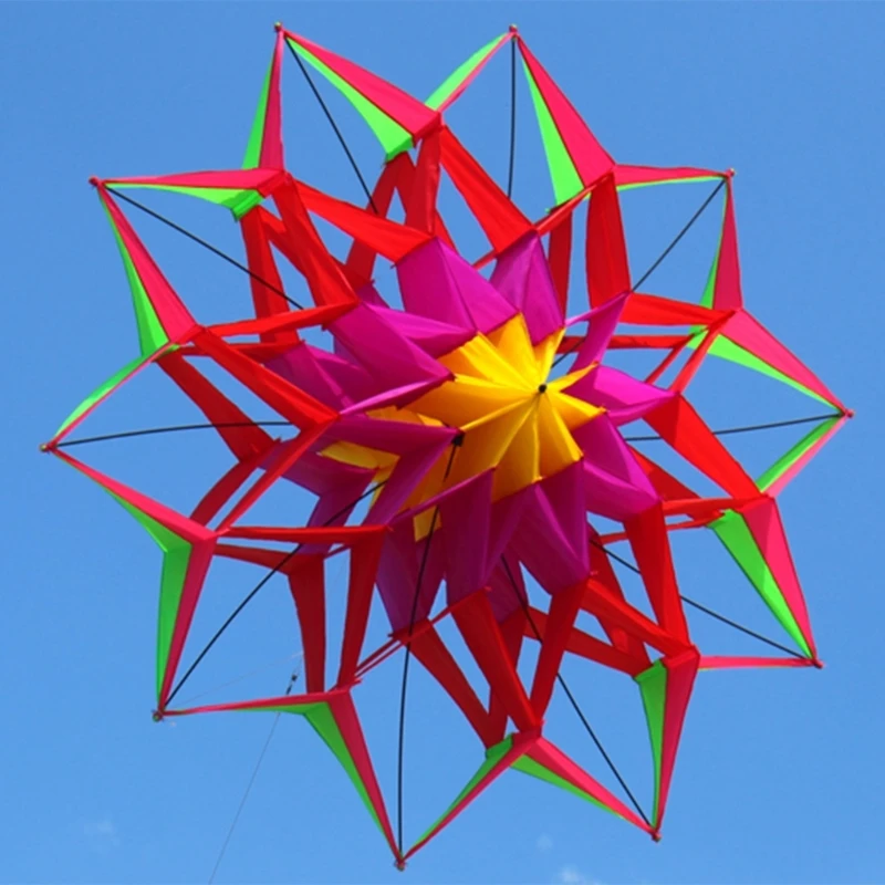 Premium Checkered Fabric 3D Flower Kites Handmade For Boys Outdoor Play Stable Flight In Strong Winds 15UB