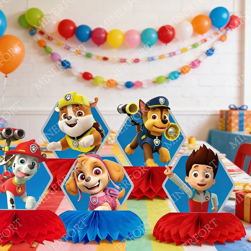 Paw Patrol Themed Honeycomb New Paper Cartoon Dog Chase Desktop Decoration Double Side Kids Supplies Gifts for Birthday Party - view 3