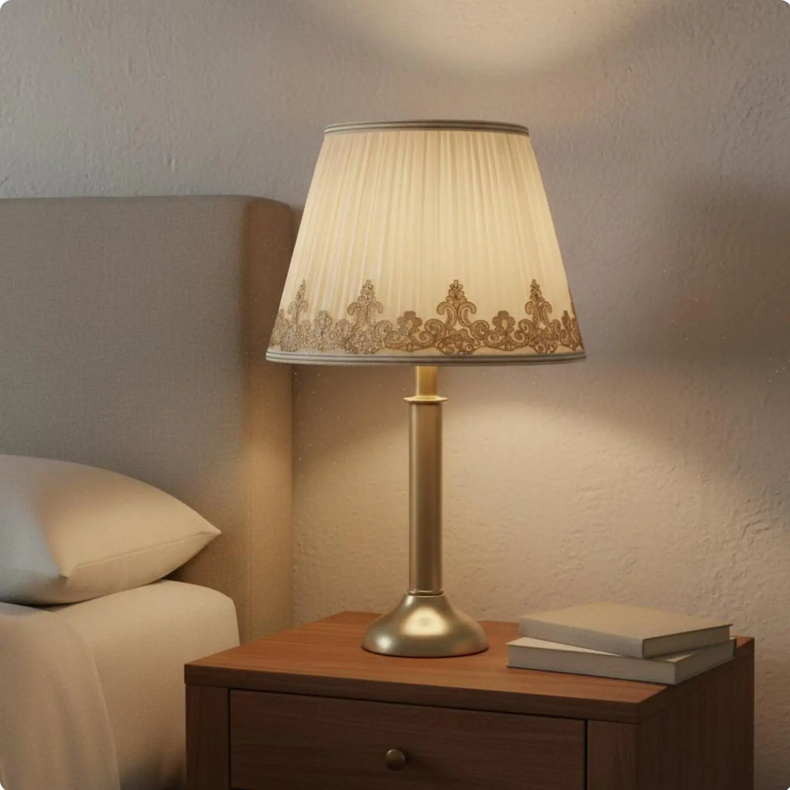 Cloth Lampshade with Lace Trim Universal E27 Lamp Cover for Standing Lamp Bedside Table Bedroom Lighting
