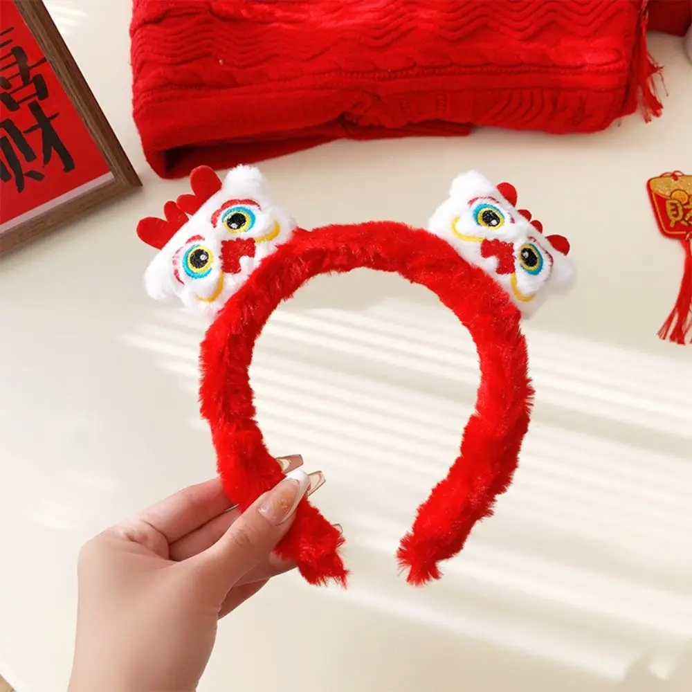 Lion Awakening New Year Headband Mascot Dragon Red Hairband New Year Headdress New Year Mascot Child Headwear Cartoon Hairband