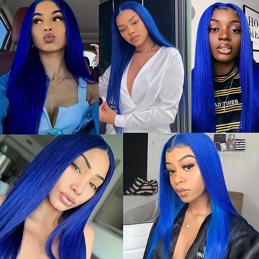 RDY Royal Blue Wig Long Straight Synthetic Lace Front Wig Glueless Natural Hairline Bright Colored Hair Frontal Wigs for Women