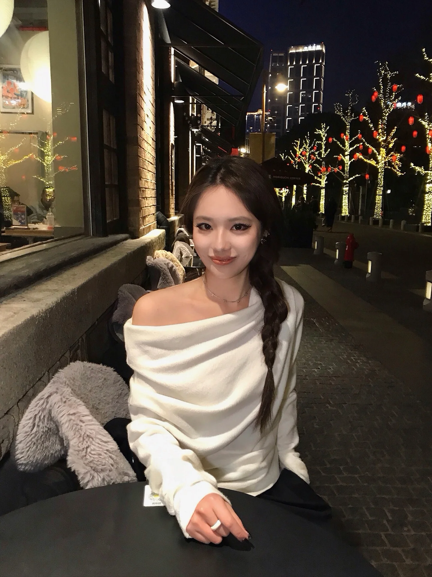 

White Asymmetrical Slant Collar Fce Women's Long Sve Top Casual Loose Fit Airy Knitwear Date Night ential