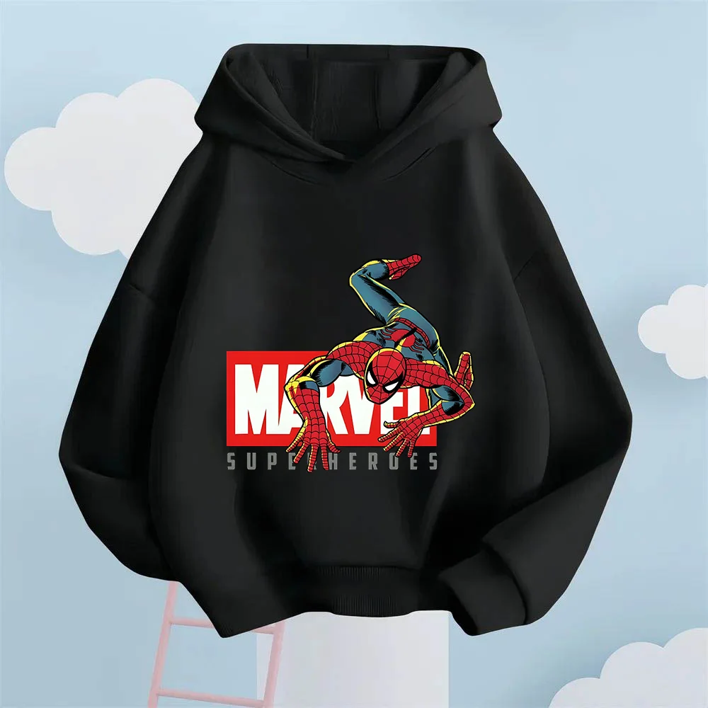 Felpa con cappuccio con stampa Spider-Man capovolta del supereroe Marvel per ragazzi e ragazze, comoda felpa casual per bambini autunnali e invernali