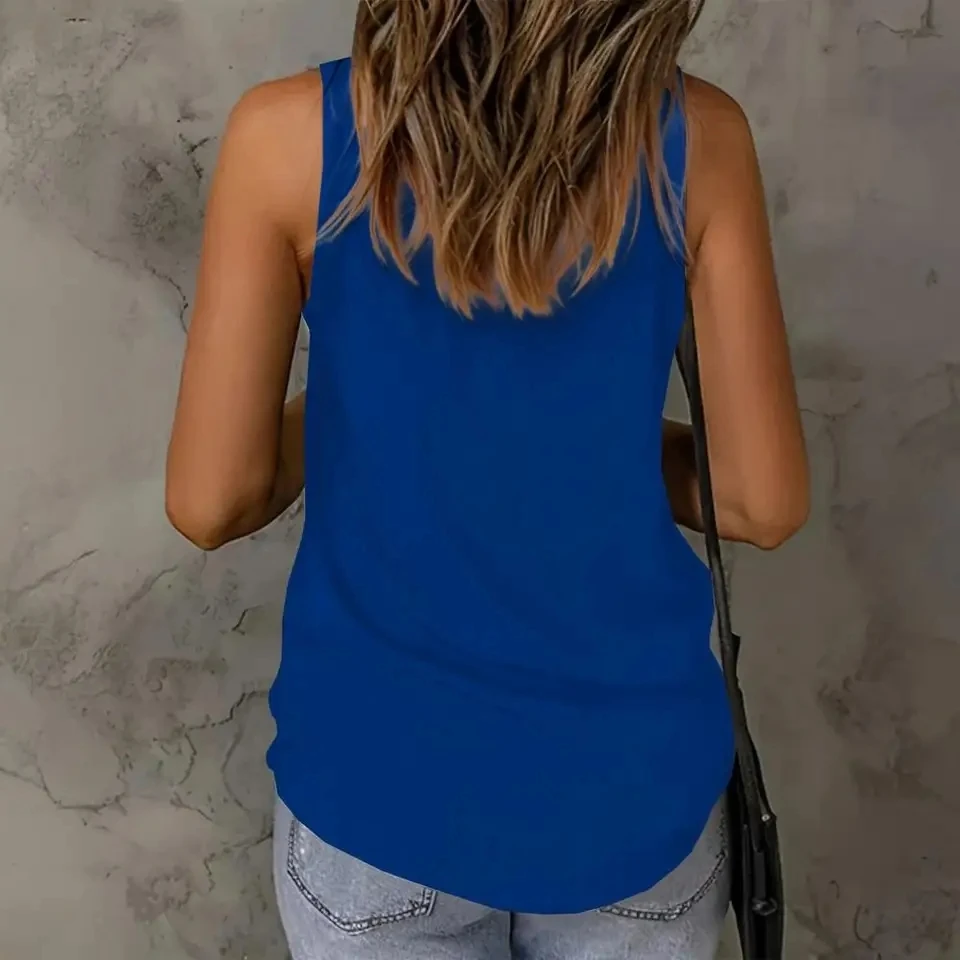 V-neck Women Top Women’s V-neck Vest Top Soft Breathable Fabric Blouse Loose Fit Mesh Splicing Summer Party Wear Shirt Women
