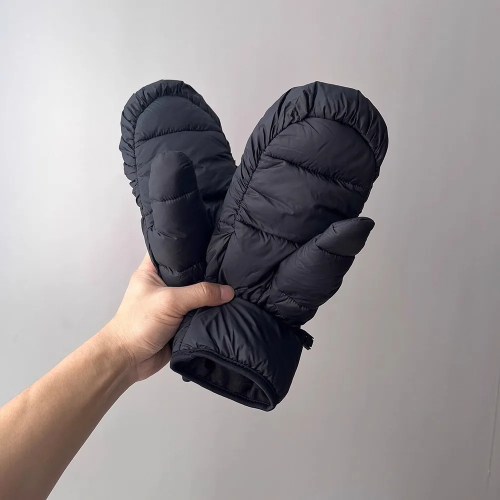 Nordic Outdoor Waterproof down Filled Gloves Men's Thickened Finger Skiing Gloves Warm Cozy Fleece Lined Cold Proof