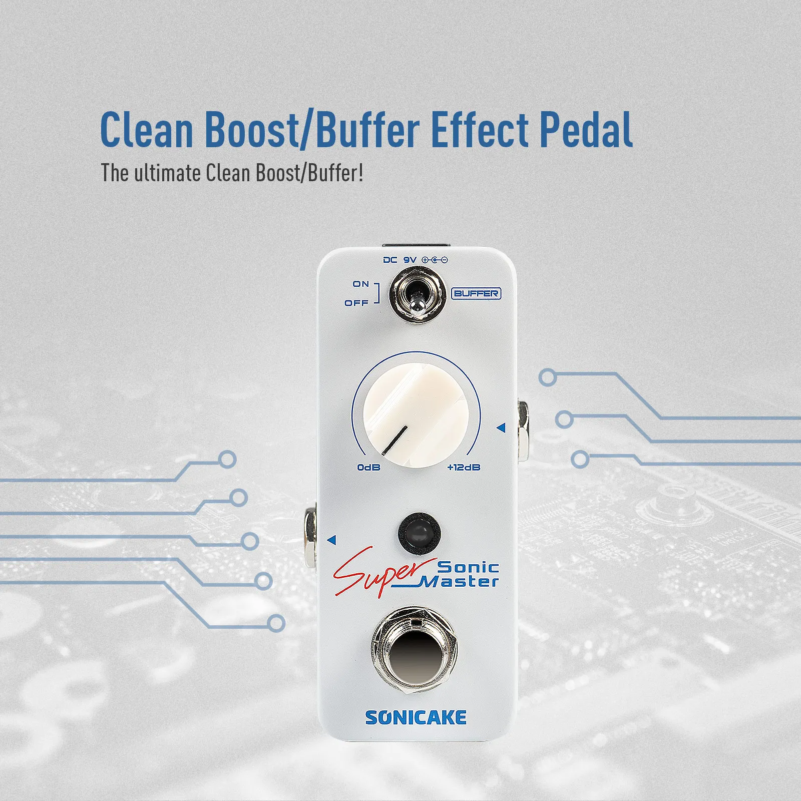 SONICAKE Sonic Super Master Clean Boost Buffer Guitar Bass Effects Pedal +12dB Gain Effect QSS-22