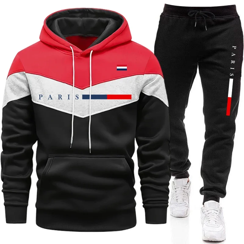 Urban Casual Fashion Hoodie Sportswear Paris Printed Pullover Outfits 2026 Hot Sale Men's Set Hooded Sweatshirt and Jogger Pants - Image 4