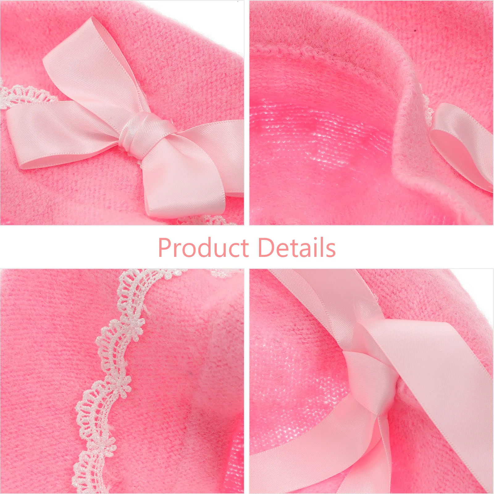 

Lolita Beret Hat for Girls Women Party Cap Kawaii Fashion Bow Wool Pink Sweet Accessories Women's Berets Girls Beret Hat