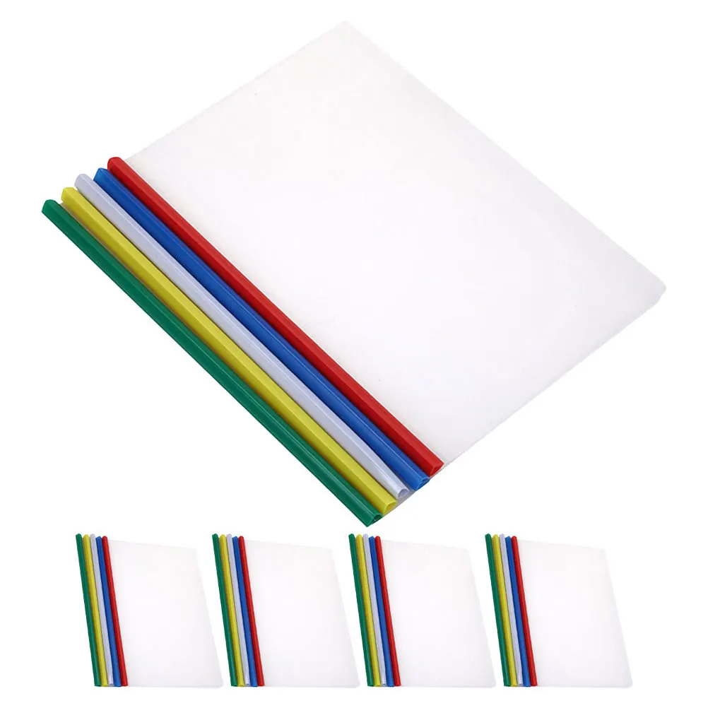25Pcs Plastic Document with Sliding Bars Transparent Filing Folders for School Office Home Use Assorted Colors
