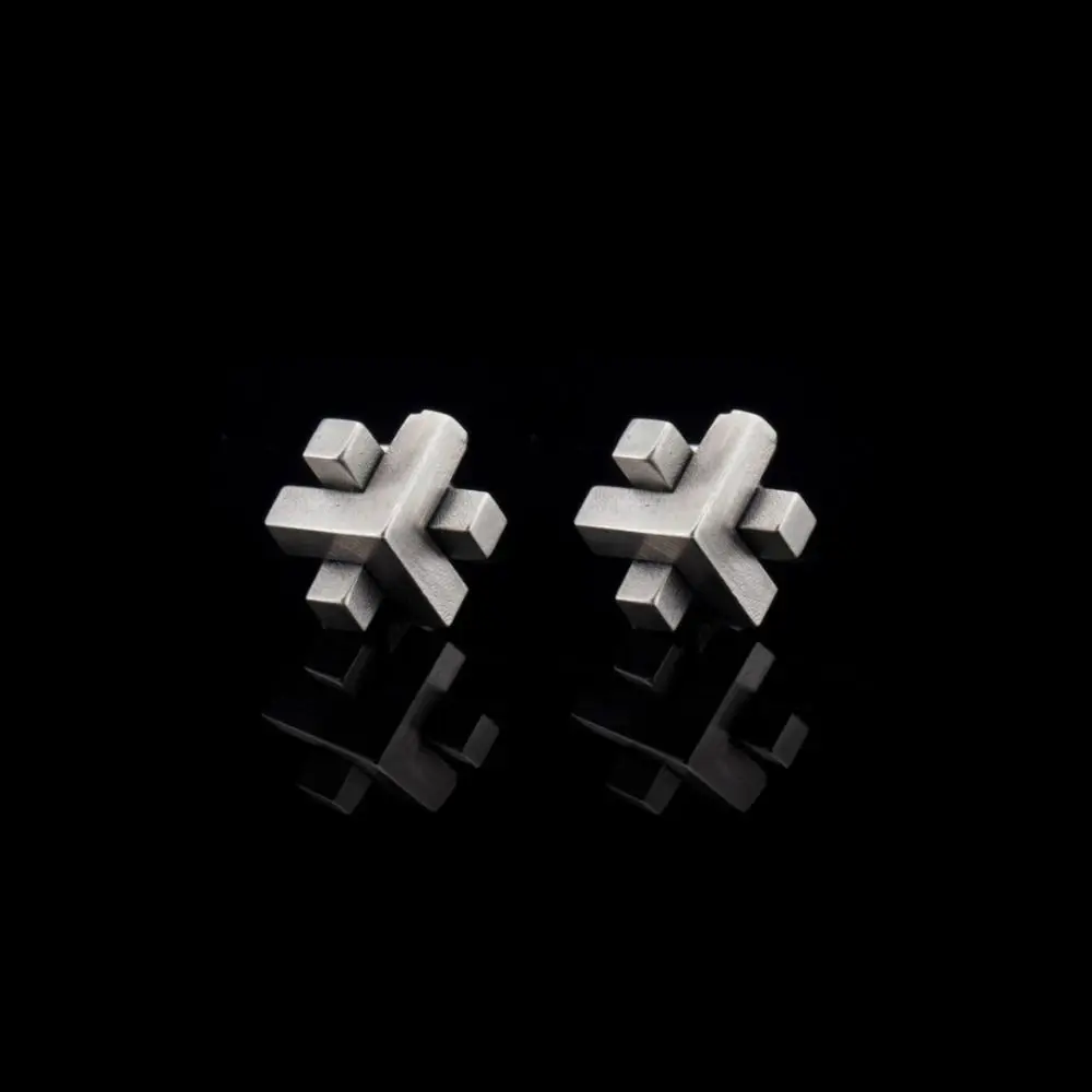 Korean Style Punk Men's Earnings Stereoscopic Street Wear Geometric Stud Earrings Alloy Solid Color Hip Hop Earring Jewelry Gift
