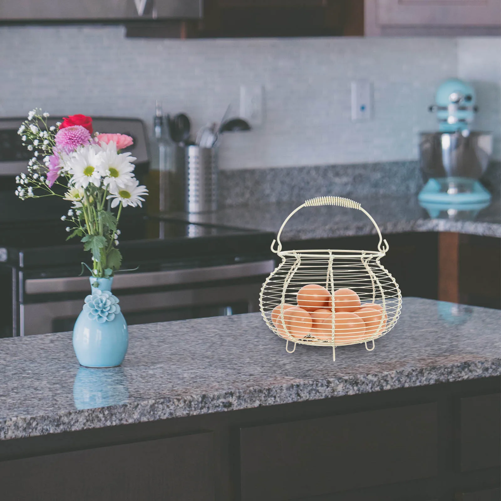 

Woven Basket Iron Fruit Kitchen Countertop Storage Food Vegetable Egg Basket Snack Holder Reusable Safe Desk Vanity Organization
