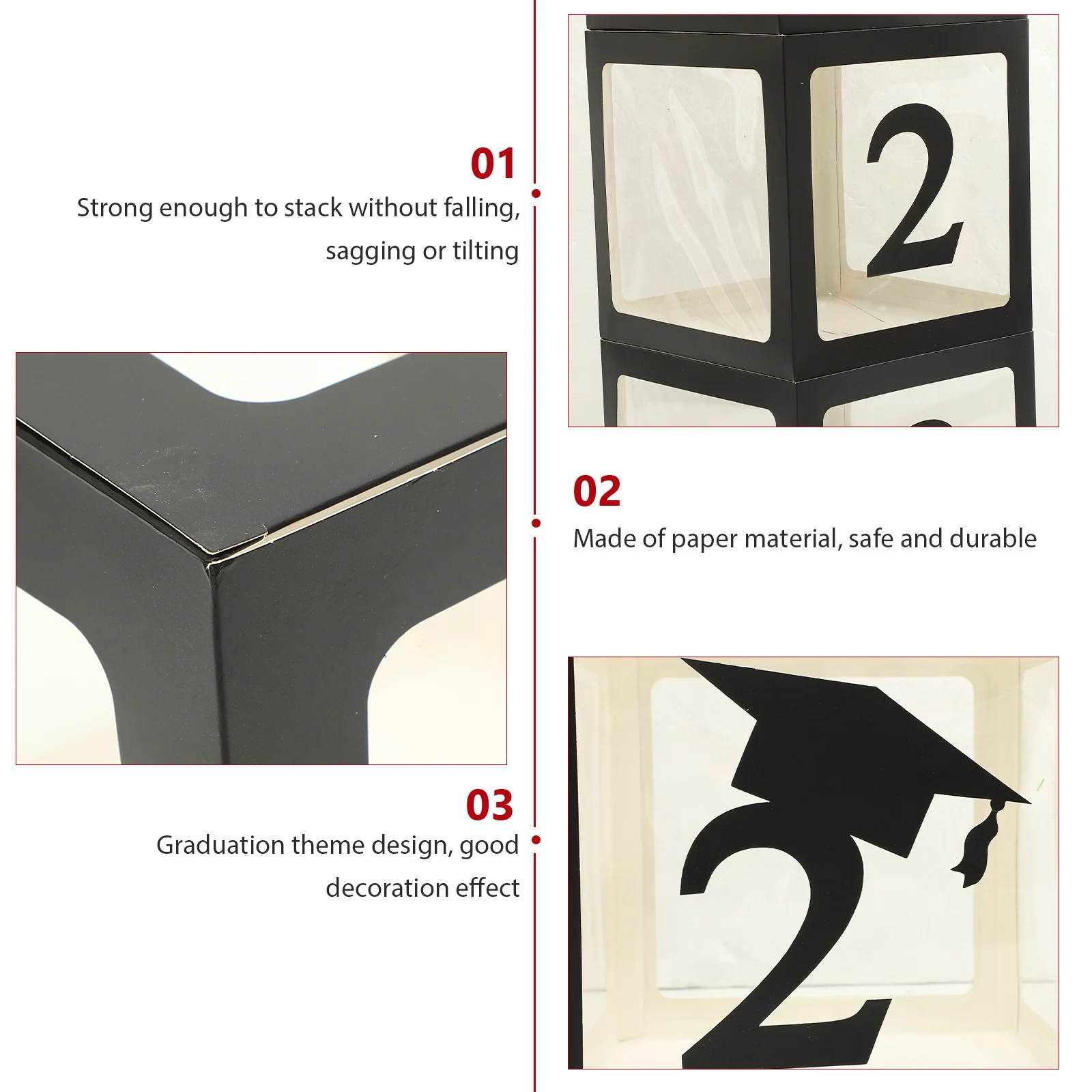 ULTECHNOVO 4 шт. Выпускные коробки для воздушных шаров с цифрами, декоративные школьные вечерние украшения для выпускного вечера