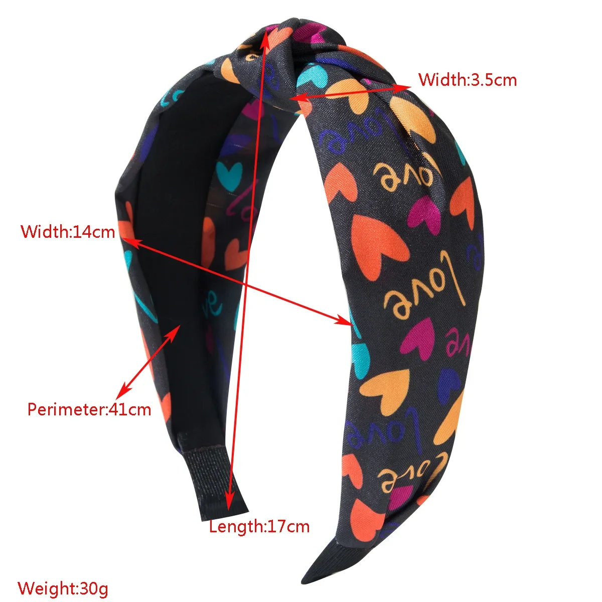 Korean Valentine's Day Sweet And Versatile Knotted Fabric Printing Love Headband Dating Holiday Hair Accessories Women