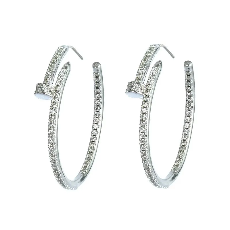 designer charm personality Versatile fashion luxury earrings copper inlaid zircon hoop earrings