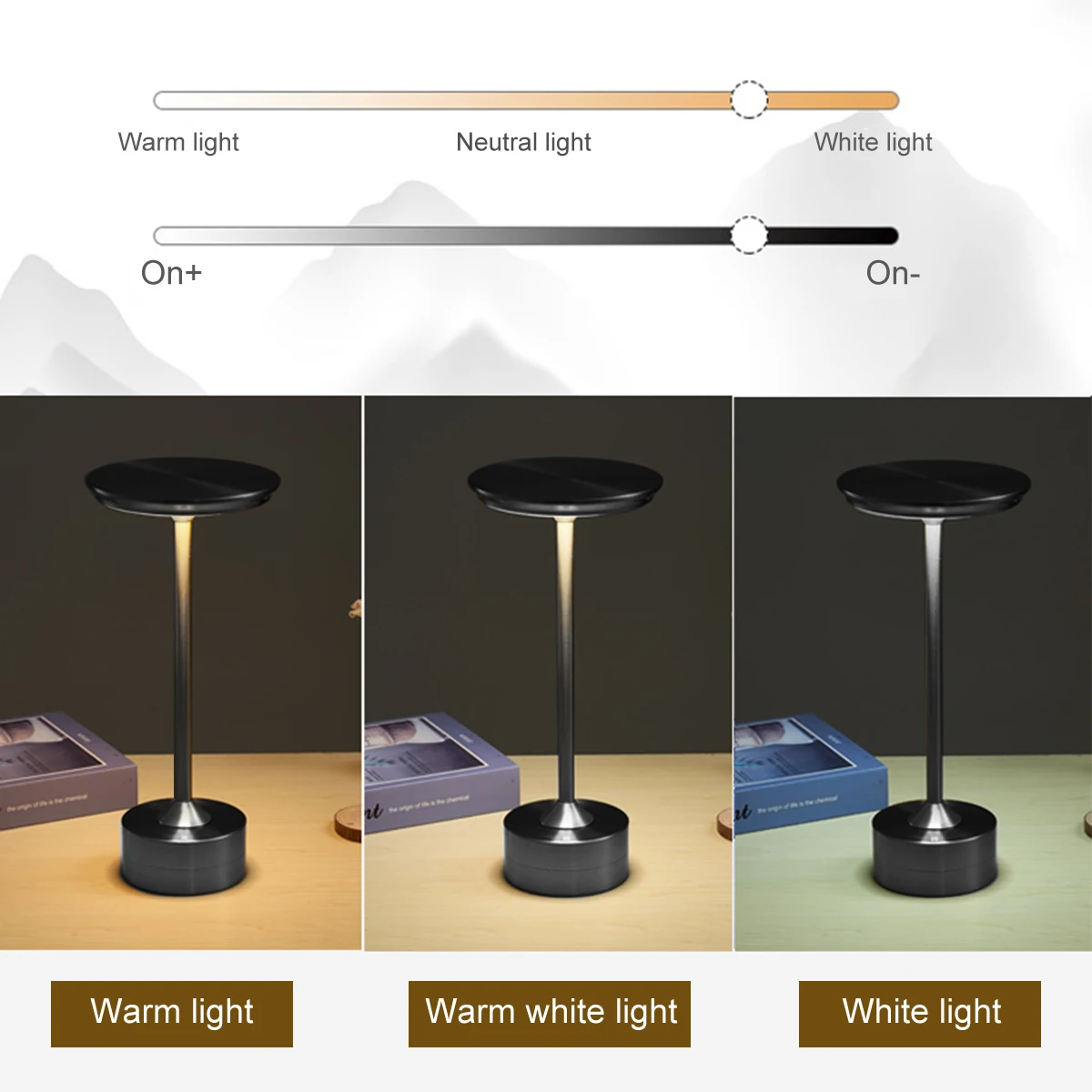 Table Lamp LED Touch Sensor Desktop Night Light Rechargeable Wireless Reading Lamp for Restaurant Hotel Bar Bedroom Decor Light