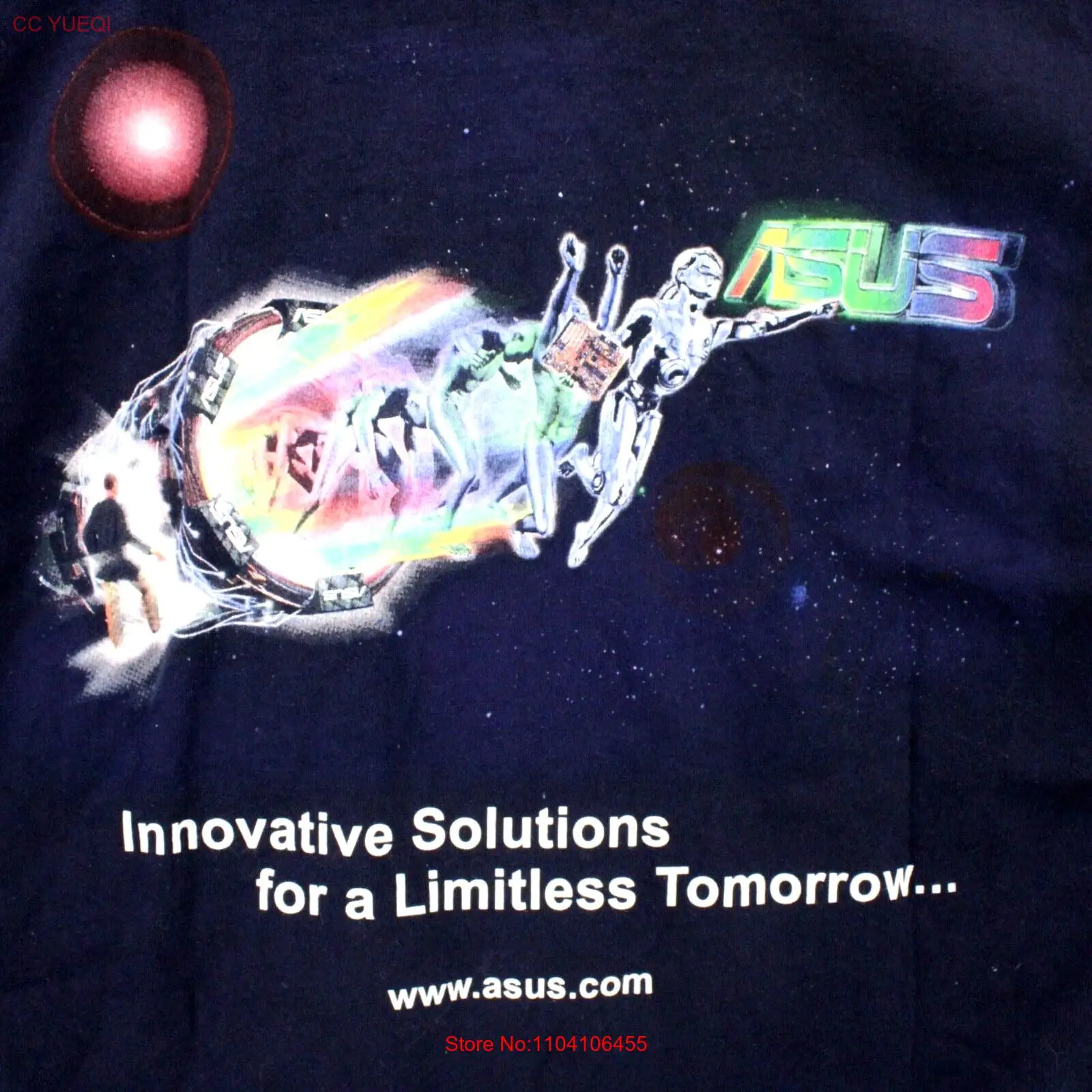 Vintage ASUS Shirt Mens XL Navy Blue Short Sleeve Innovative Solutions Y2k Rare