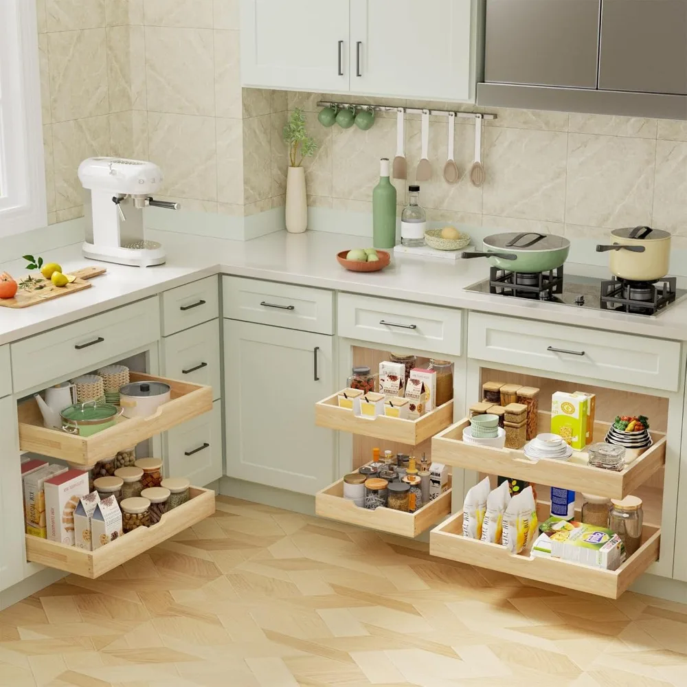 Soft Close Slide Out Drawers 13.5 Wide x 21 Deep for Kitchen Cabinets, Pull Out Shelves, Cabinet Storage Solutions