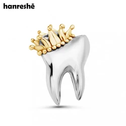Hanreshe Medical Crown Tooth Brooch Pins Creative Dental Dentist Jewelry Accessories Gift Lapel Teeth Badge for Doctors Nurses