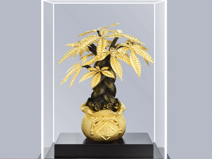 Gold foil wealth tree, money shaking tree, office wealth attraction ornaments