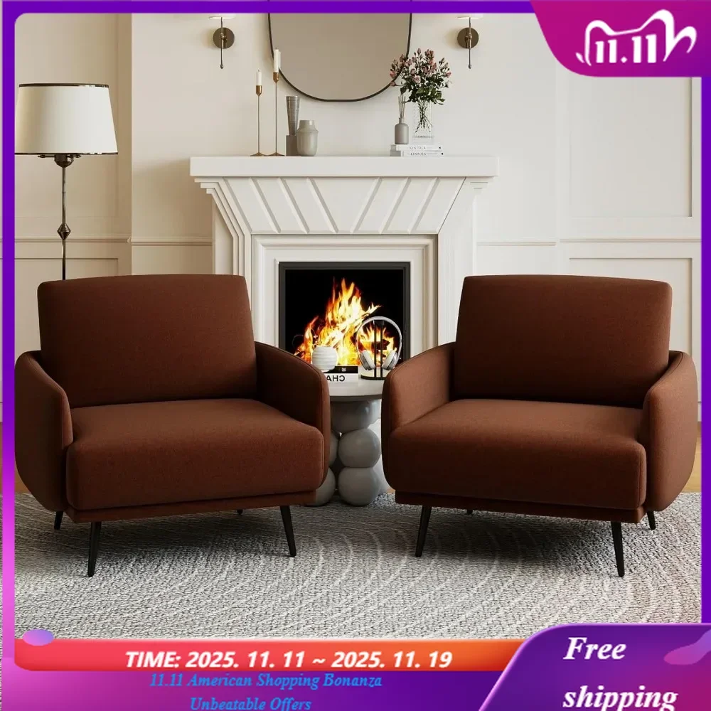 

Oversized Cozy Mid-Century Modern Reading Chair Accent Armchair with Metal Legs for Living Room Single Sofa