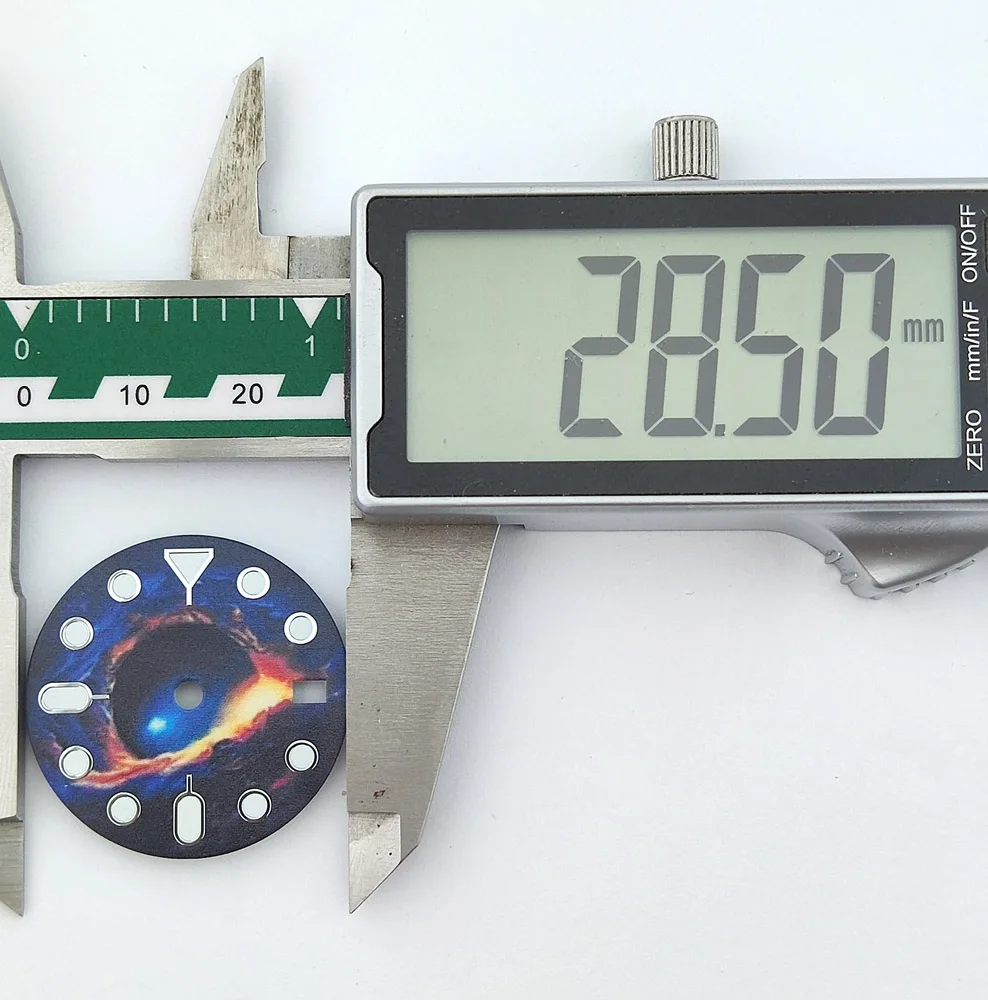 Esfera de reloj de 28,5mm, esfera NH35, esfera NH36, esfera colorida, Esfera luminosa completa, logotipo personalizado DIY adecuado para movimiento NH35/36