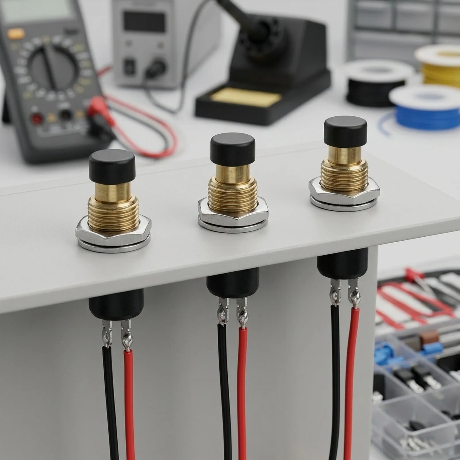 3PCS Momentary Push Button Switches with Normally Closed Contacts and 1 Normally Closed for contact Type for ideal for DIY