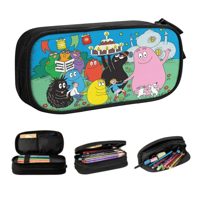 Custom Kawaii Les Barbapapa Cartoon Pencil Cases for Boy Girl Large Capacity Cute Pencil Pouch School Accessories