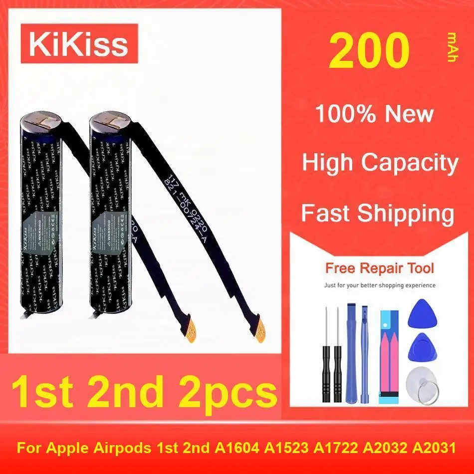 

Kikiss Battery 200Mah 1St 2Nd 2Pcs For Apple Airpods A1604 A1523 A1722 A2032 A2031