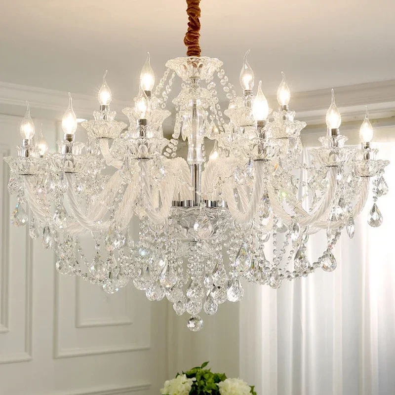 

European luxury LED crystal chandelier French candle holder lighting chandelier hotel room decoration villa lighting fixtures