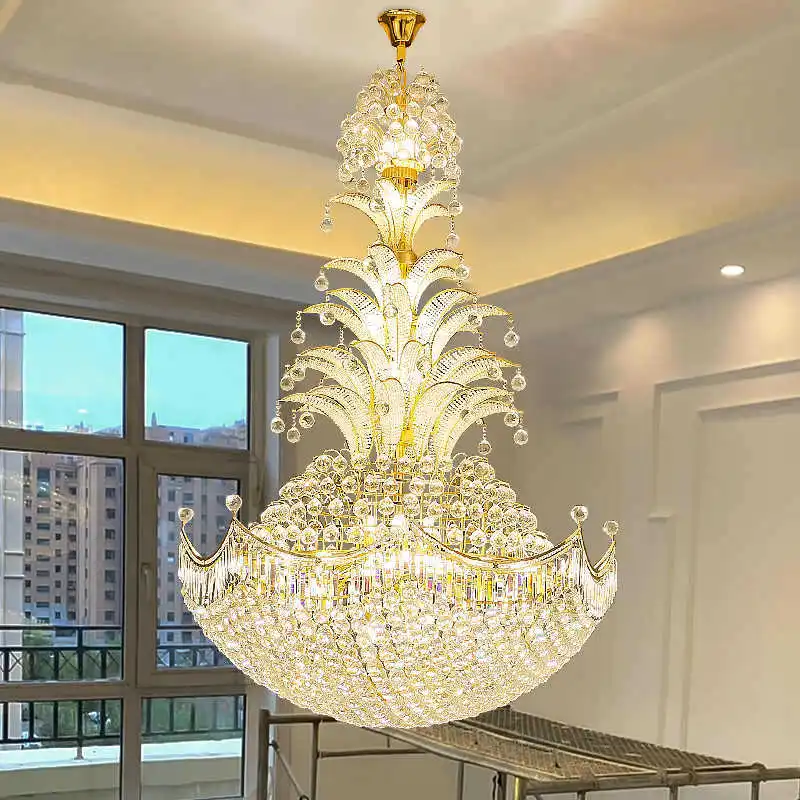 

Luxury interior decoration lights Grand hotel church stairs K9 crystal chandelier accessories large LED