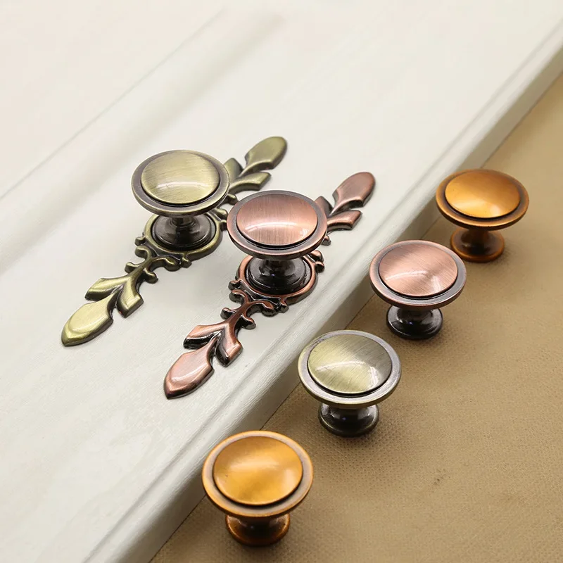 Drawer handle single hole Chinese wardrobe cabinet European antique bronze handle American antique cabinet door handle