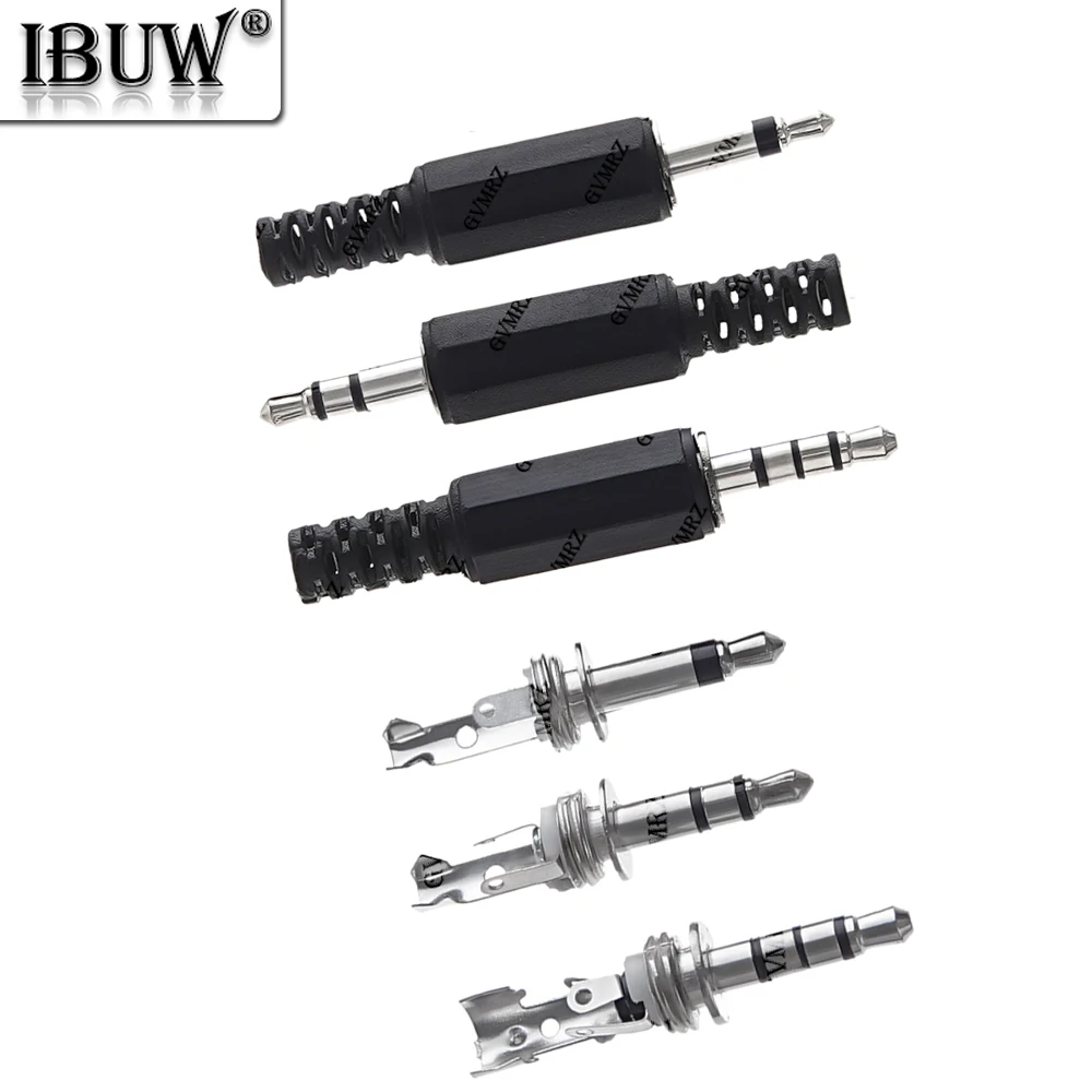 5PCS/lot 2 3 4 Section adapter connectors 3.5 Socket Type Audio Male Plug  3.5mm 1/8 