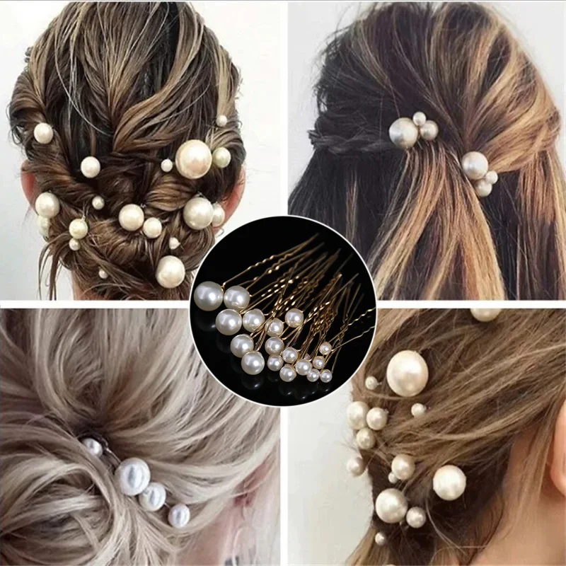 18Pcs Wedding Pearl Hair pins For Women Bride Bridal Hair Accessories Fashion Women Hair Clips Many Wedding Hair Jewelry Hairpin