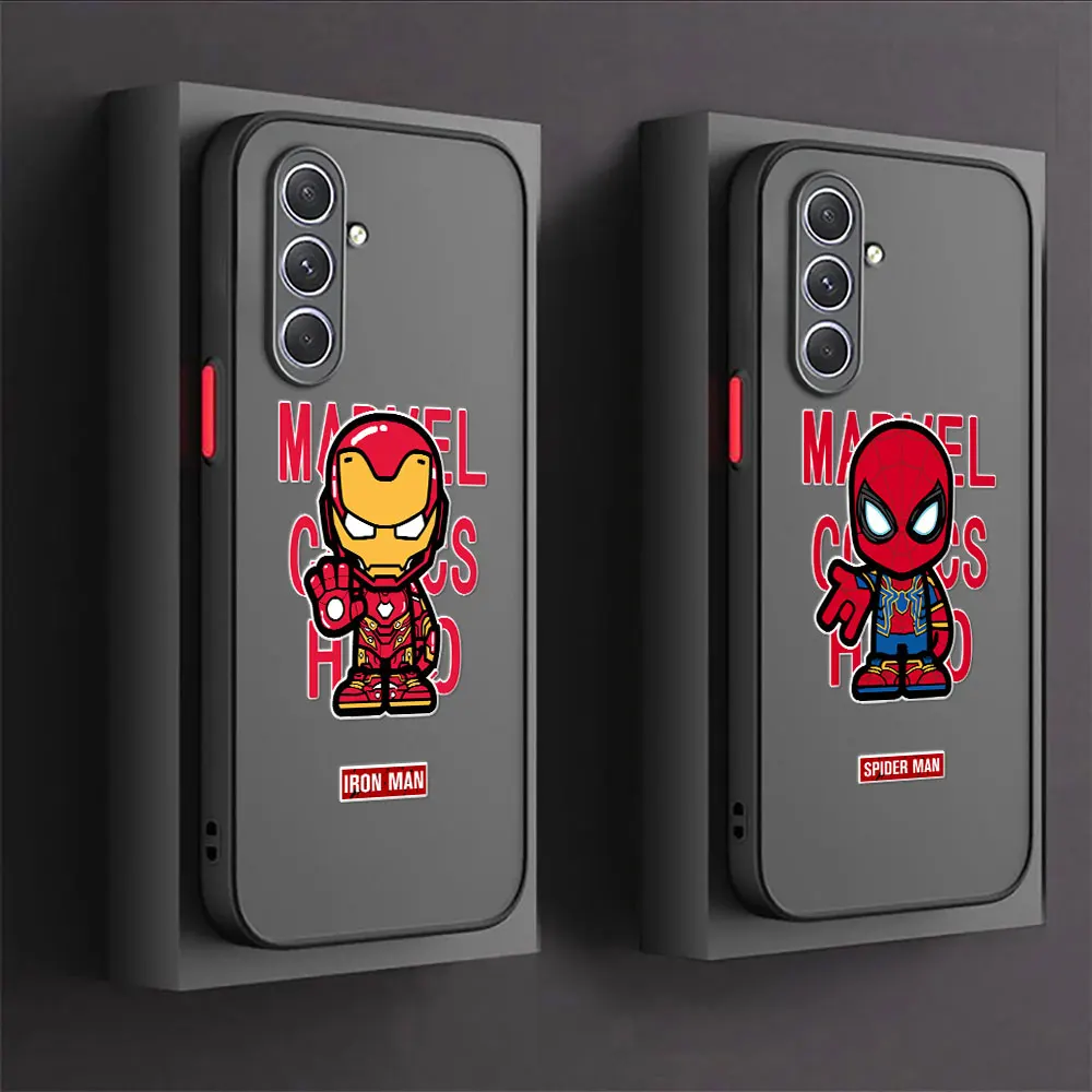 Marvel Case For Samsung A30 A50 A70S A20S A7 Funda For Galaxy S24 S23 Ultra A13 A14 A33 A51 A52 A53 A72 Cover Ironman Spider-Man