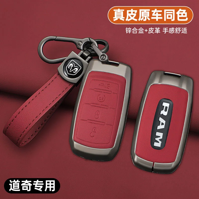 Capa de couro para chave remota de carro, capa para dodge ram 1500 2500 3500 4500 5500 ram1500 ram2500 trx rebel caminhões captador acessórios