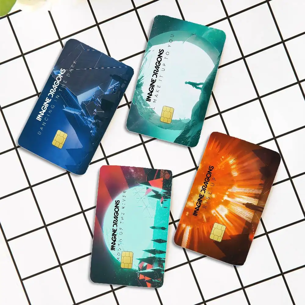Pegatinas para tarjetas de crédito Band I-Imagine Popular D-Dragons, sin residuos adhesivos, resistentes al agua, para tarjetas de crédito, tarjetas de acceso al metro