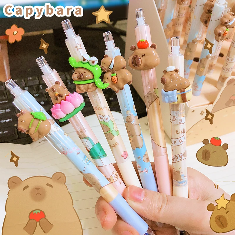 Kawaii Cartoon Capybara Blue Ink Erasable Gel Pen School Office Supplies Stationery Gift Students Cute pens pretty aesthetic