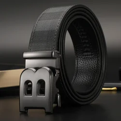 New Fashion Belt Men's B Letter Automatic Buckle 3.5cm Wide Male Leather Casual Belt for men jeans High Quality Ceinture Homme