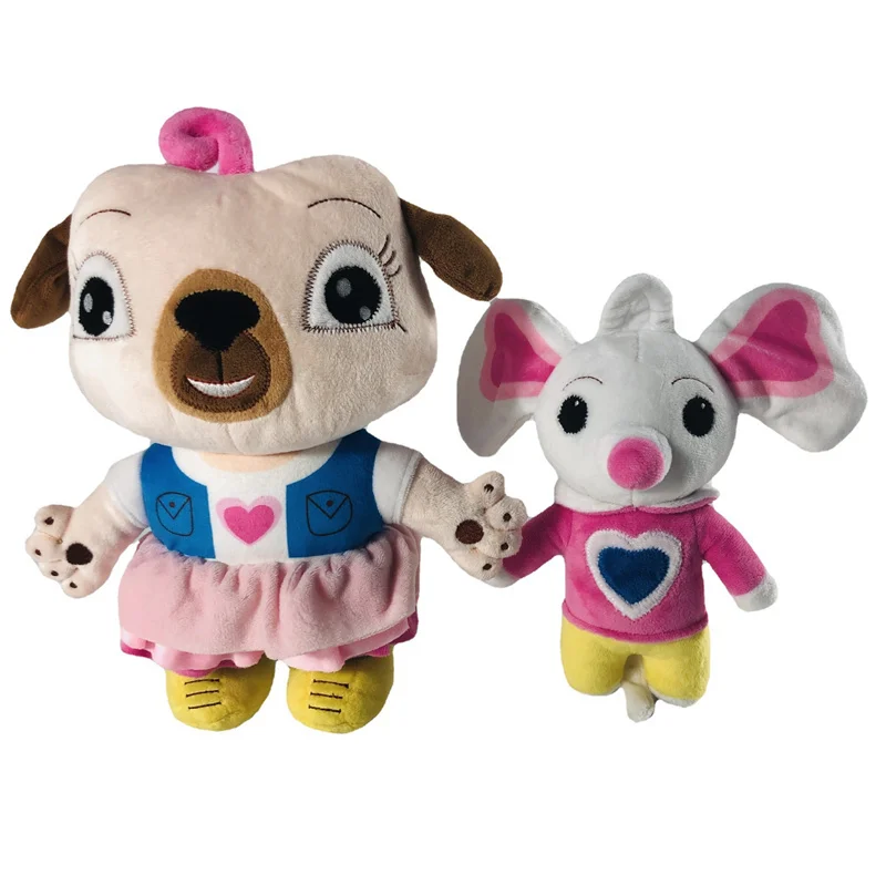 Peluche de Chip y Potato de Dibujos Animados, Lindo Perro Pug y Ratón de Peluche, Figura Suave, Regalo Educativo para Fans y Cumpleaños