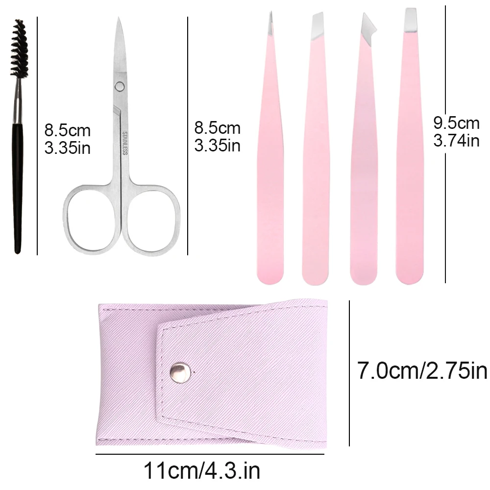 4/6Pcs Eyebrow Hair Removal Tweezers Set Stainless Steel Eyelash Clip Tweezer Point Slant Flat Eyebrow Forceps Tip Makeup Tools