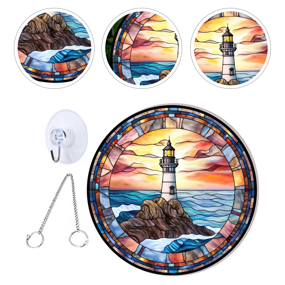 

Lightark Round Lighthouse Wall-mounted Hanging Sign Ornament for Home Acrylic Pendant Window Decoration Indoor Pendants