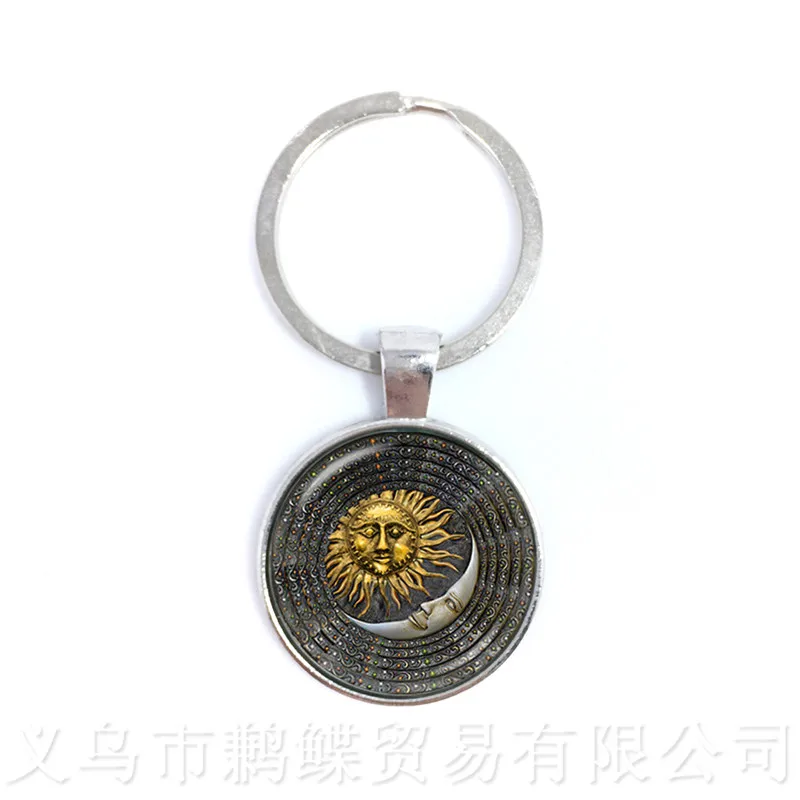 Peace Symbol Sun God Time Gem Keychains European And American Fashion Accessories Hope For World Peace Keyring wholesale