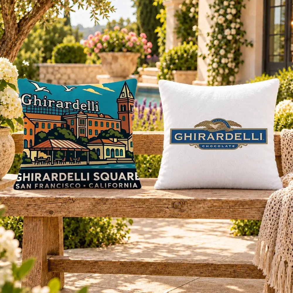 Food Chocolate Ghirardelli Cushion Cover Soft Plush Throw Pillow Cover Washable Sofa Bed Patio Chair Home Decor