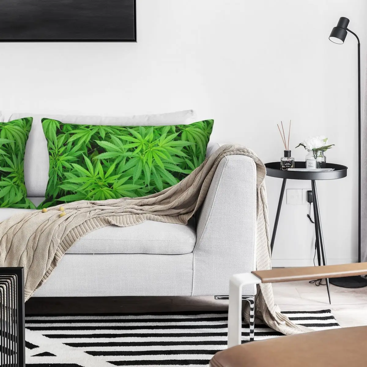 Marijuana Cannabis Weed Pot Plants Rectangle Linen Pillowcase Cushion Cover Polyester Decorative Bed Home Comfort Throw Pillow