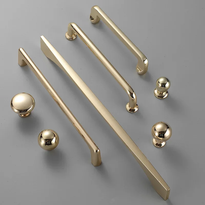 JD Zinc Alloy Bright Gold Cabinet Pulls Light Luxury Stylish Kitchen Handles for Furniture Drawer Knobs Cabinet Hardware