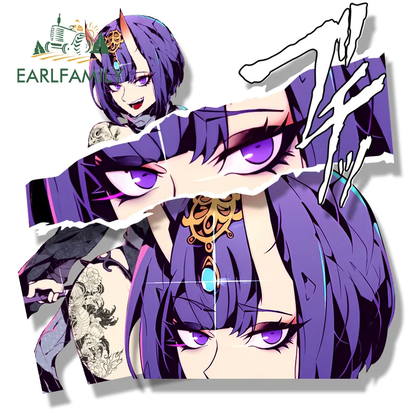 EARLFAMILY Gothic Punk Shuten Douji Fanart Car Sticker Anime Tattoo Sketch Waifu Decal JDM Cartoon Peek Girl Caster Stickers