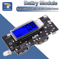 Automatic Protection! Dual USB 5V 1A 2.1A Mobile Power Bank 18650 Lithium Battery Charger Board Digital LCD Charging DIY Module