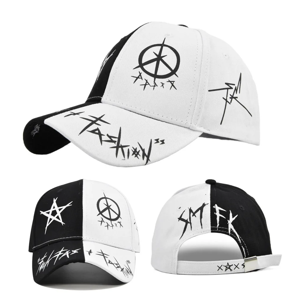 Custom Graffiti Baseball Caps Purple and White Patchwork Men Women Hip Hop Cap Fashion Sun Hat Casual Buckle Hats Snapback