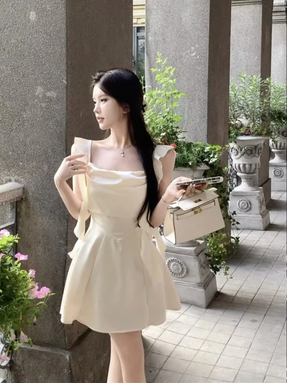 Gonna ort piccante Colletto quadrato Vita in raso cinched Dr Donna Design estivo Sensation Strap Gonna Dr Fairy Sa