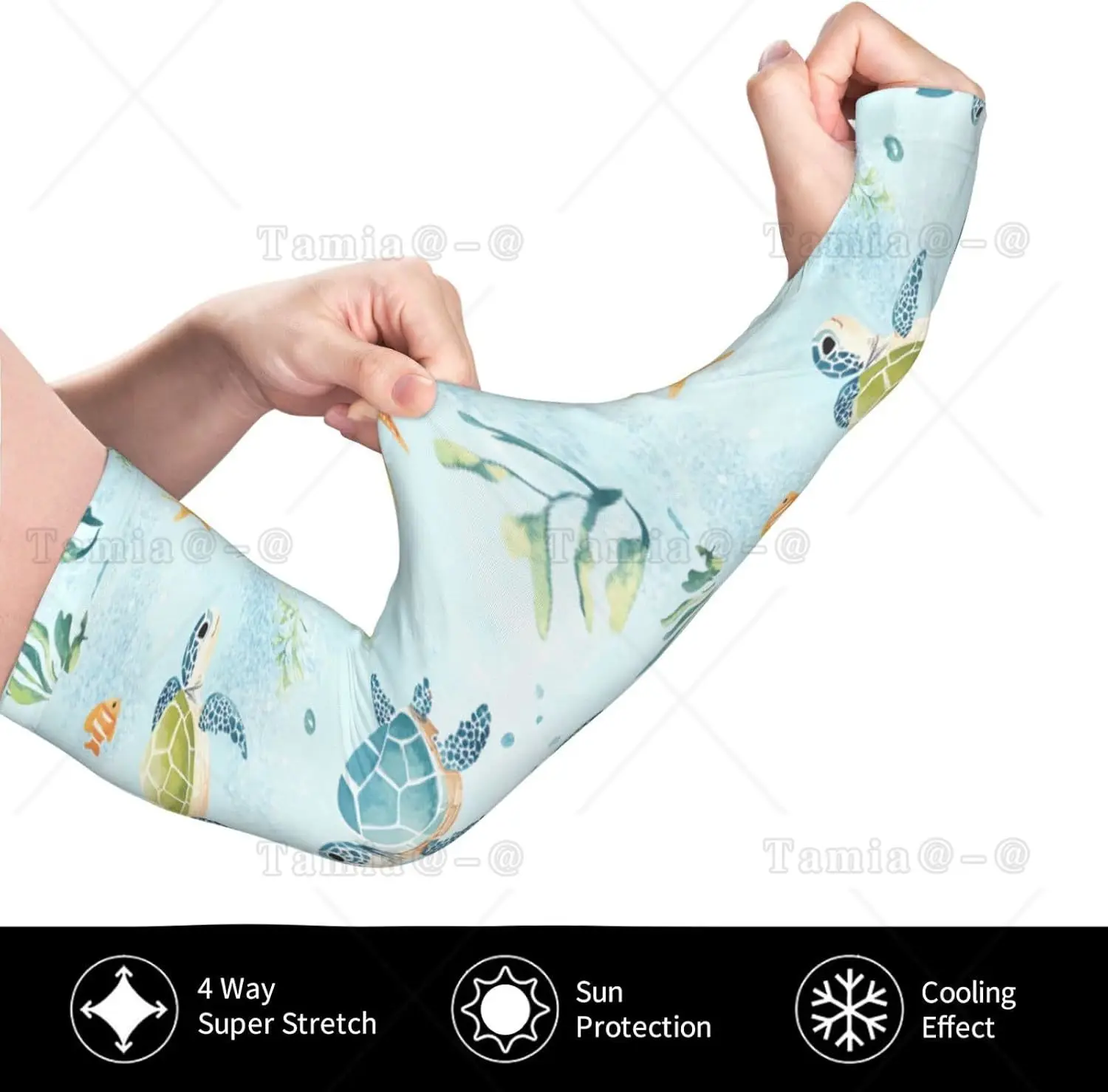 Cute Sea Turtles Cooling Sleeves Arm Sleeves Turtles Sun Arm Cover for Men Women Cycling Golfing - view 3